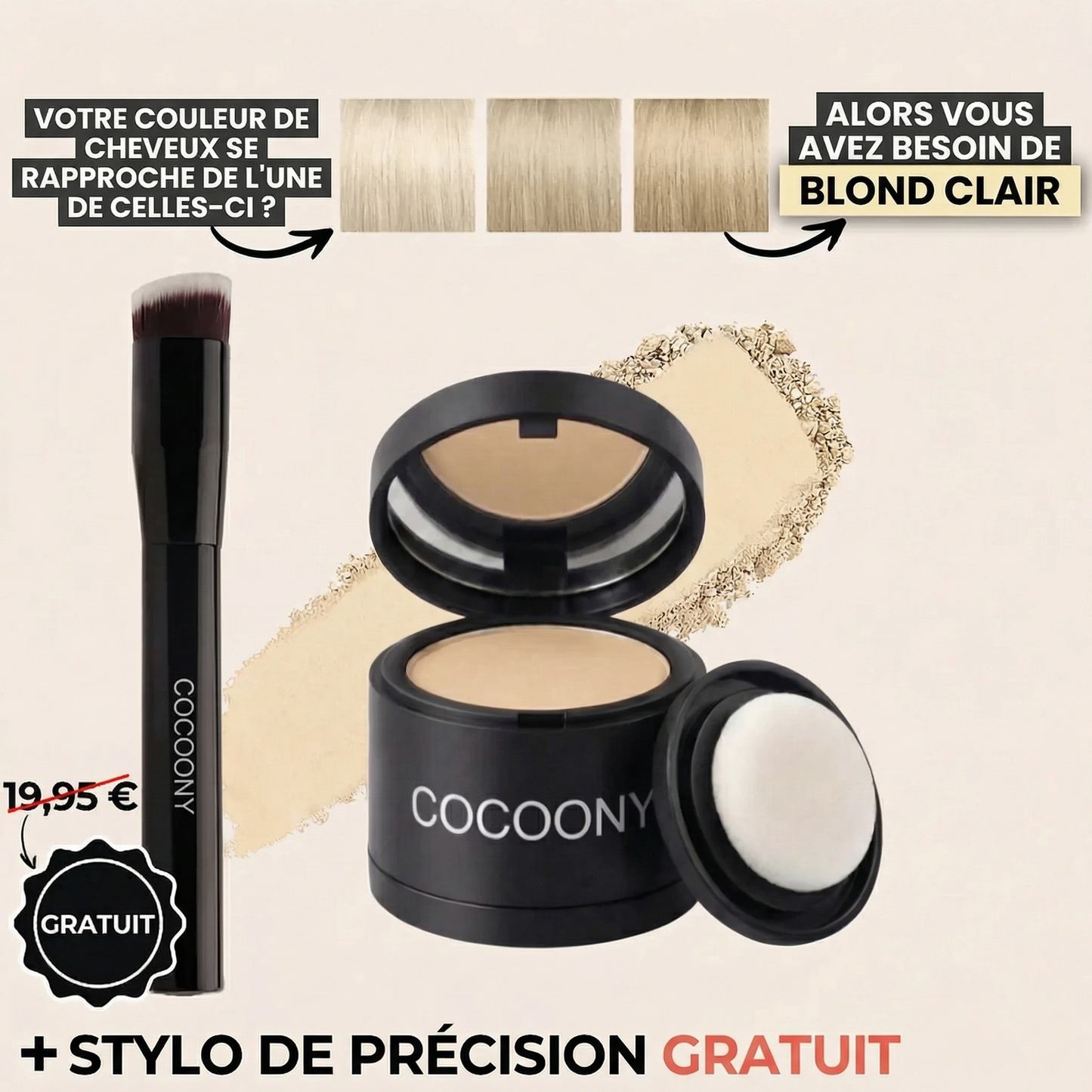 Cocoony - Couverture instantanée des racines et des cheveux gris