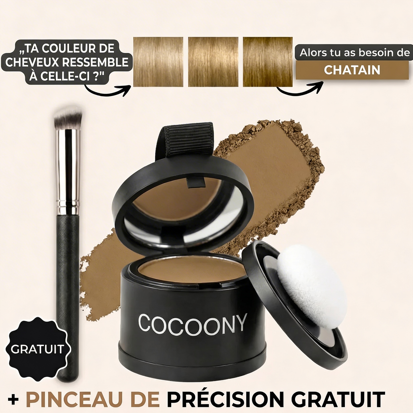 Cocoony - Couverture instantanée des racines et des cheveux gris