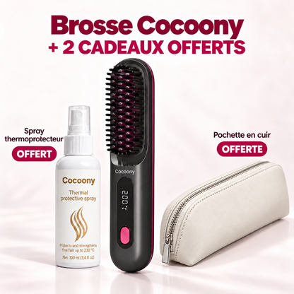 Brosse Cocoony, spray thermoprotecteur et pochette offerts — kit France