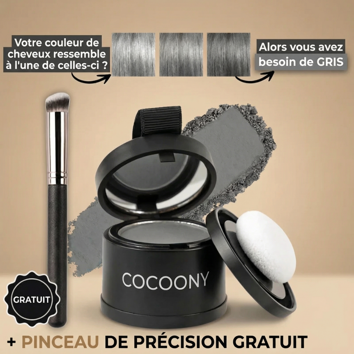Cocoony - Couverture instantanée des racines et des cheveux gris