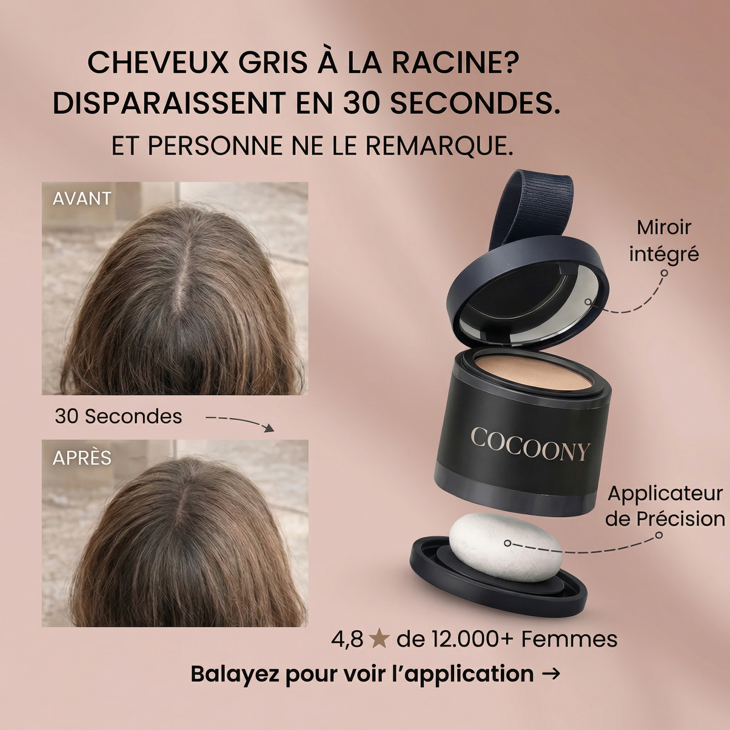 Cocoony - Couverture instantanée des racines et des cheveux gris